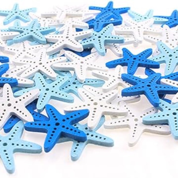 5x7 blue glitter ribbon and starfish button frame - Picture 5 of 6